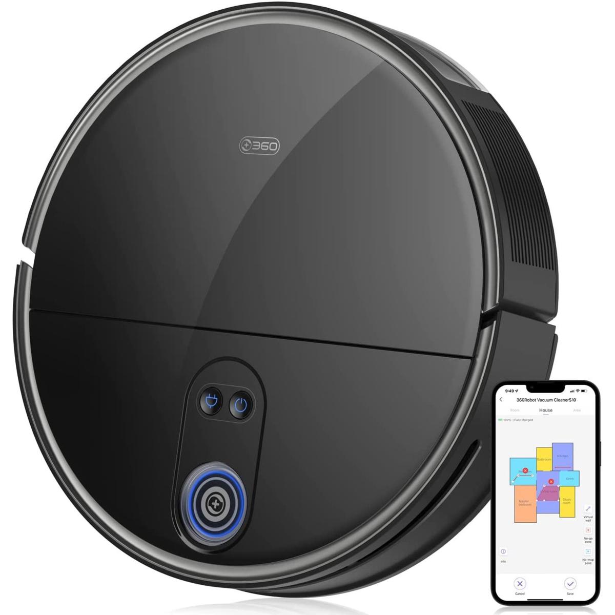 Robot aspirador 360 S10 con navegación inteligente y control mediante aplicación