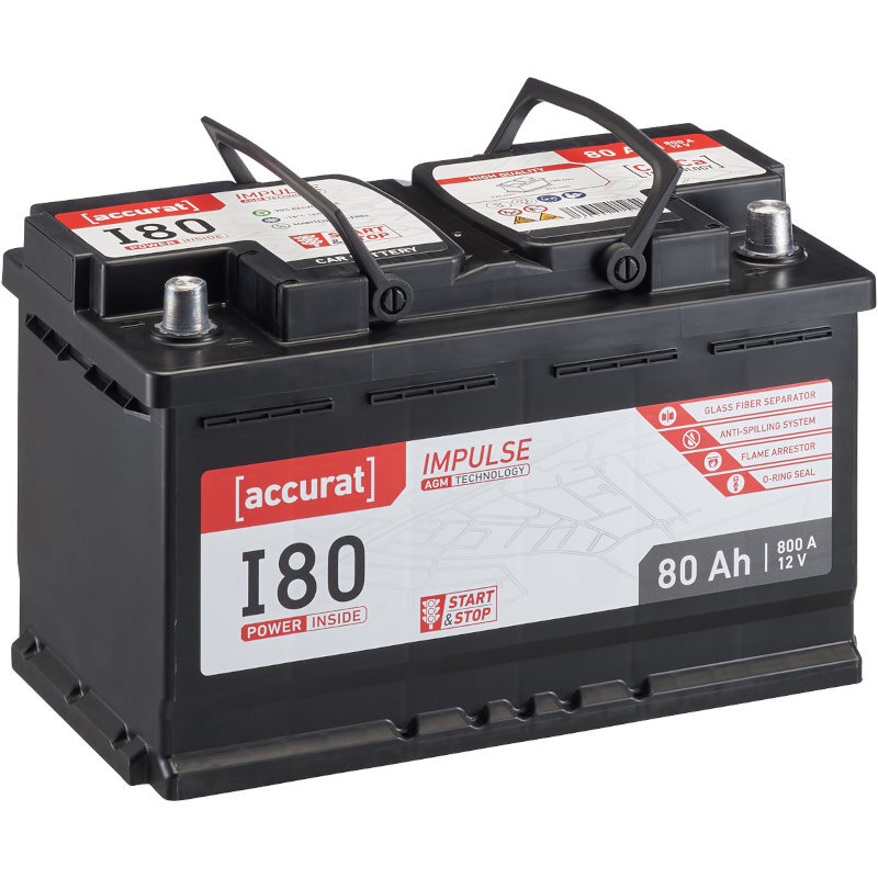 Batería Accurat Impulse I80 AGM de 80 Ah para vehículos con Start Stop