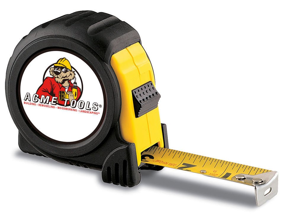 Cinta métrica Acme Tools de 25 pies representativa de la marca