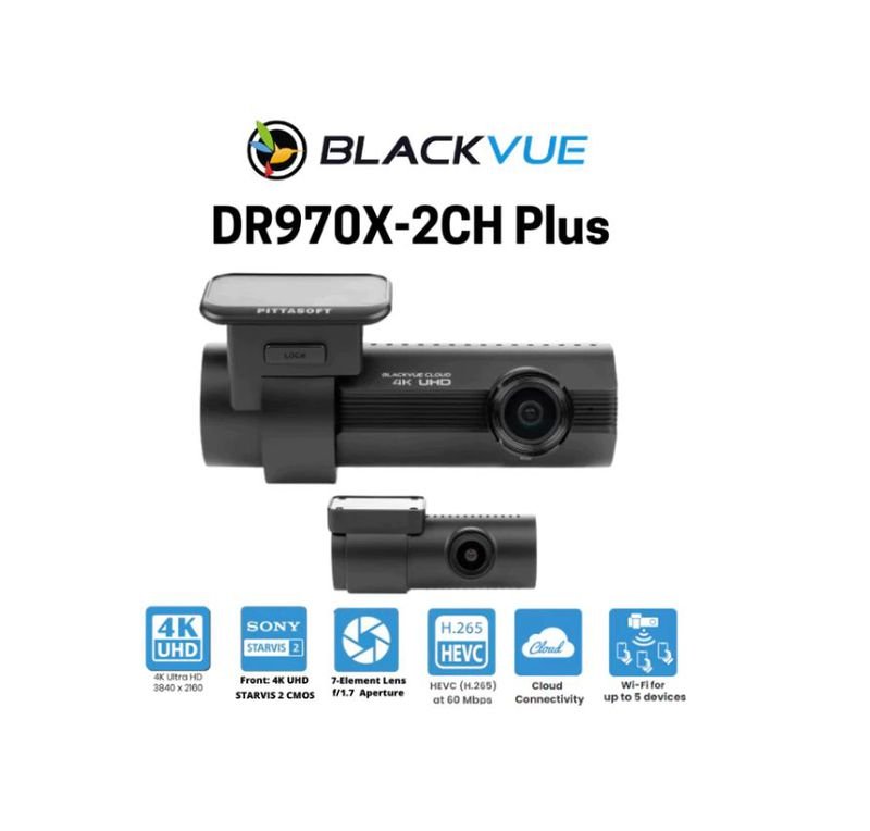 Dashcam BlackVue DR970X-2CH Plus con cámara delantera 4K y cámara trasera