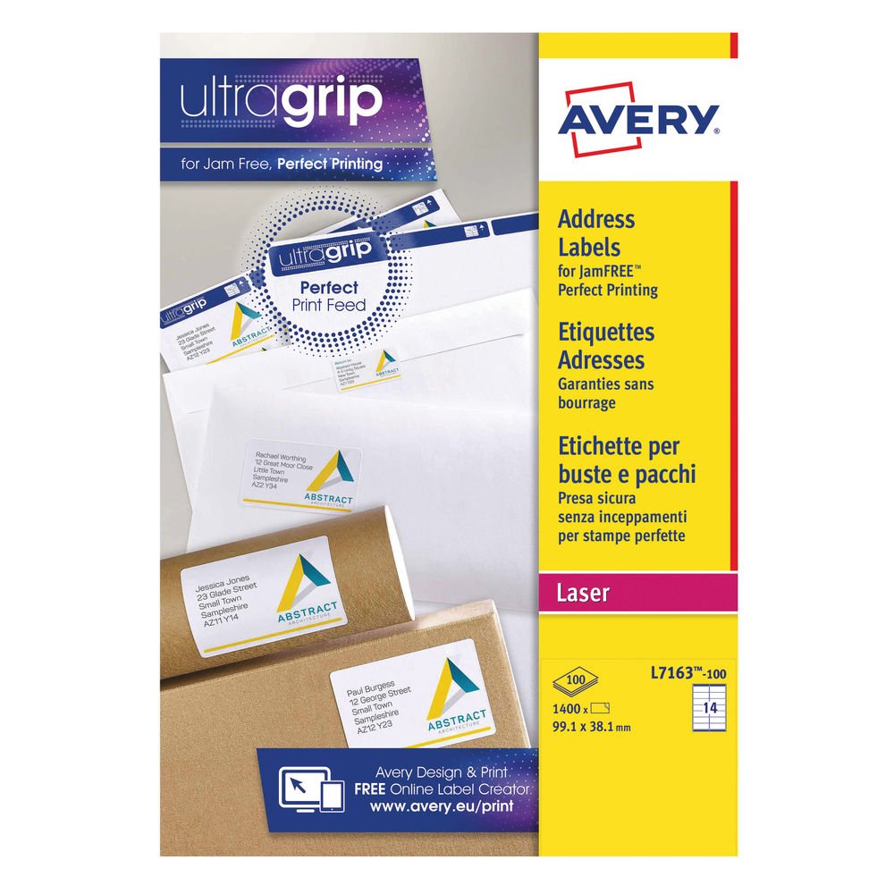 Etiquetas de dirección Avery Zweckform L7163-100 con tecnología Ultragrip