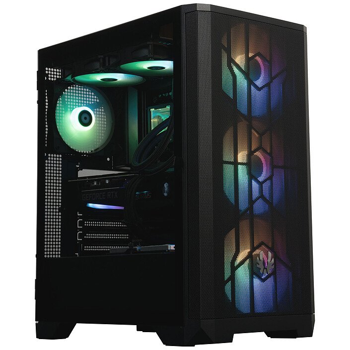 Caja gaming BitFenix Nova Mesh SE TG ARGB negra con ventiladores iluminados