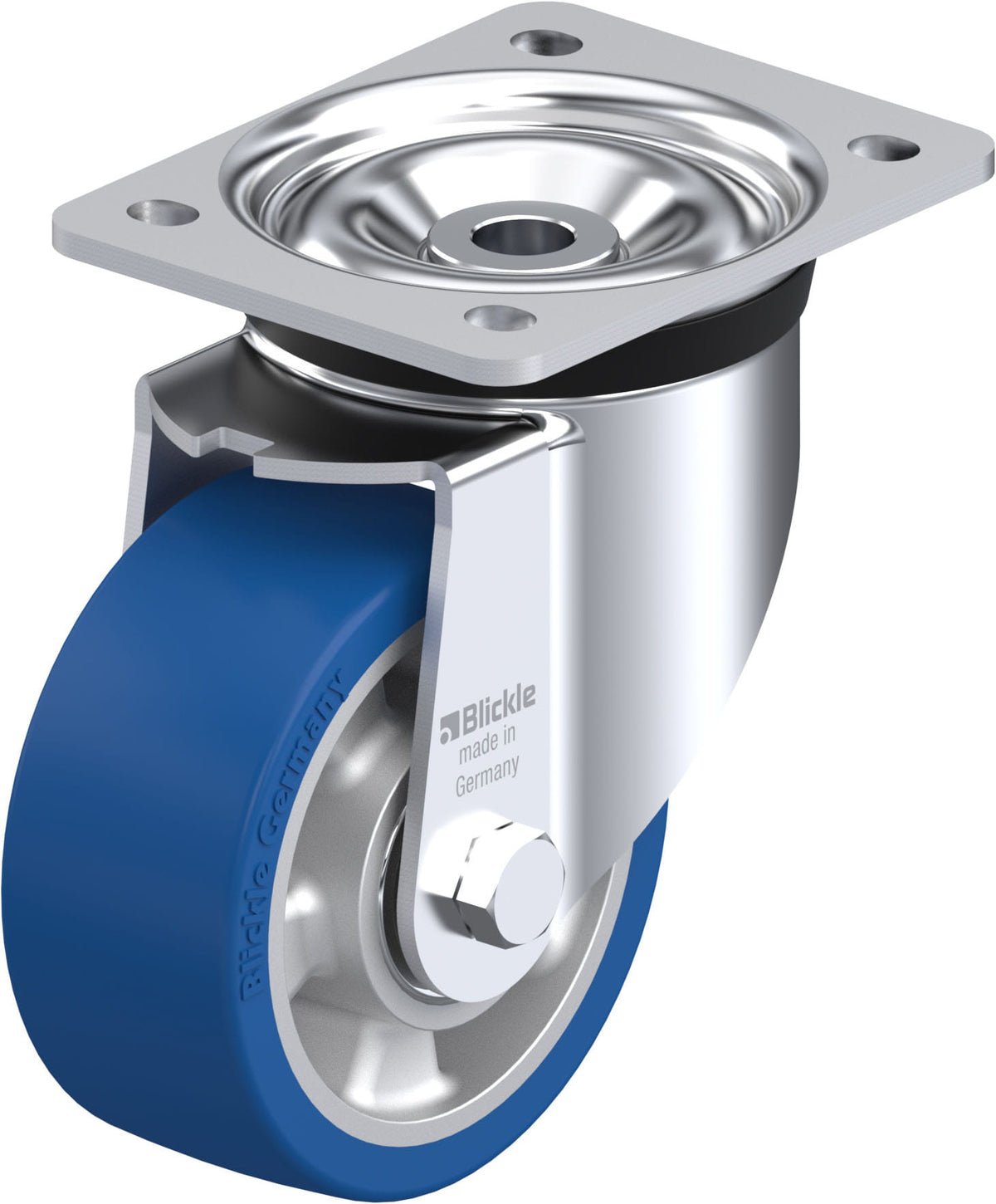 Rueda giratoria industrial Blickle LK-ALBS 127K con banda de poliuretano Besthane Soft
