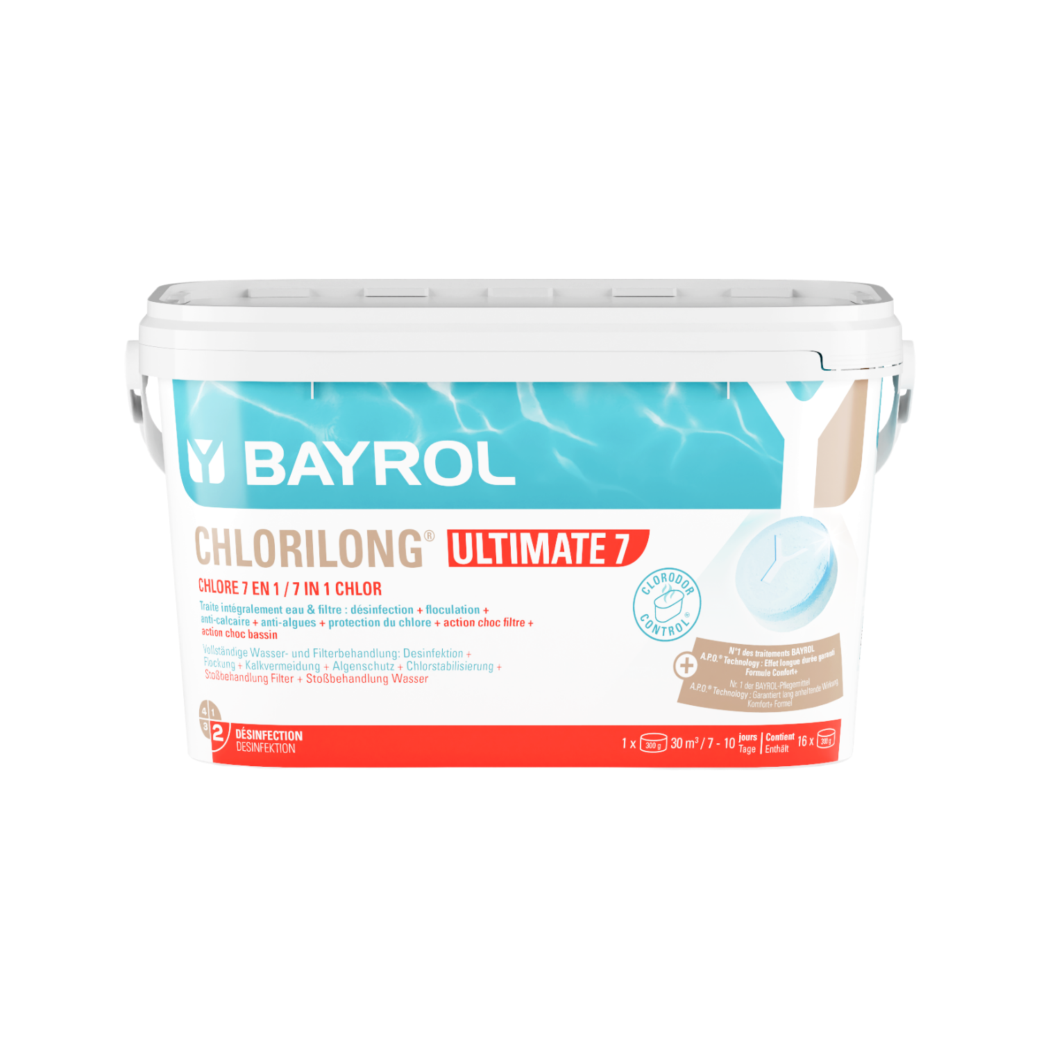 Bayrol Chlorilong Ultimate 7 para el tratamiento y mantenimiento del agua de piscinas