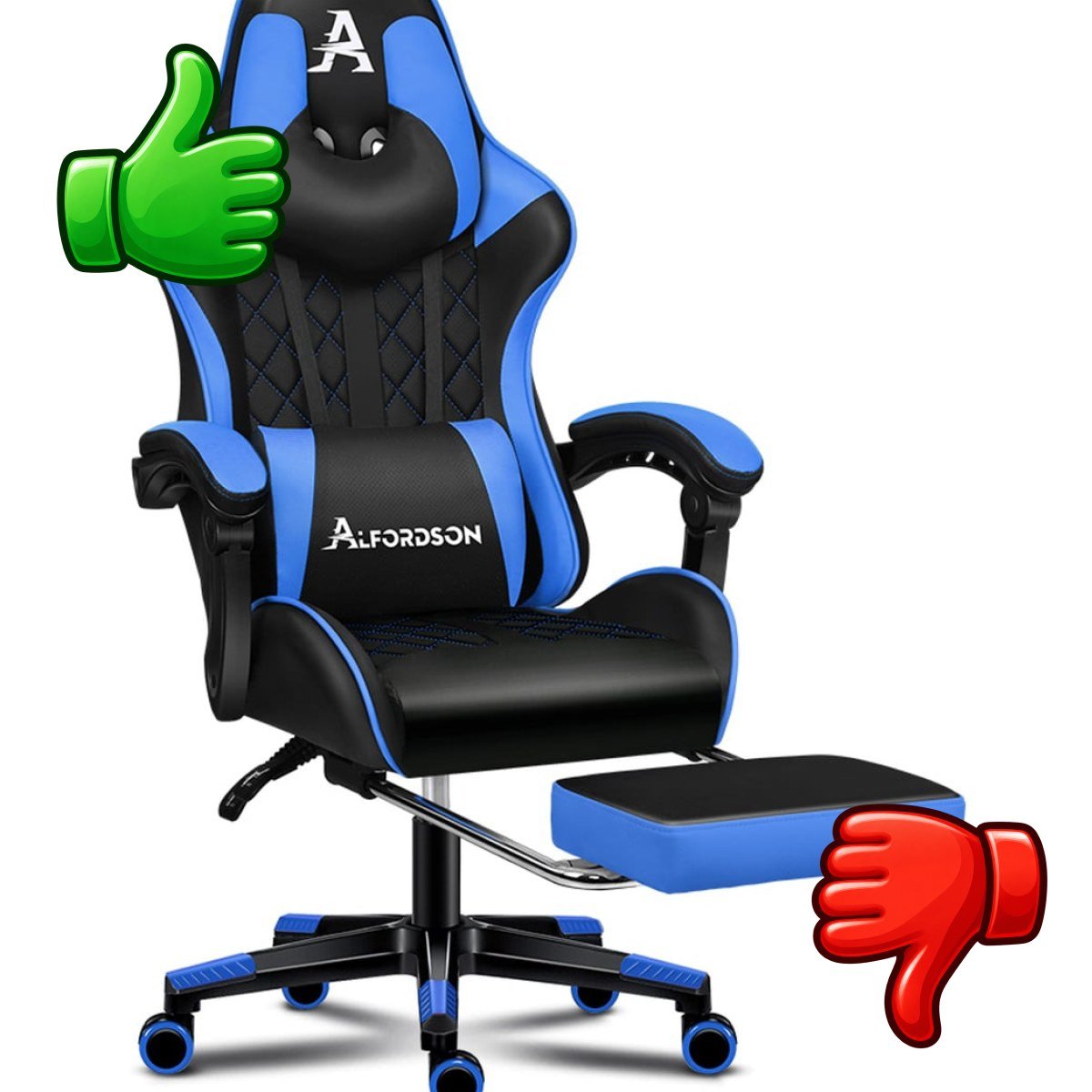 Silla gaming ALFORDSON negra y azul con reposapiés
