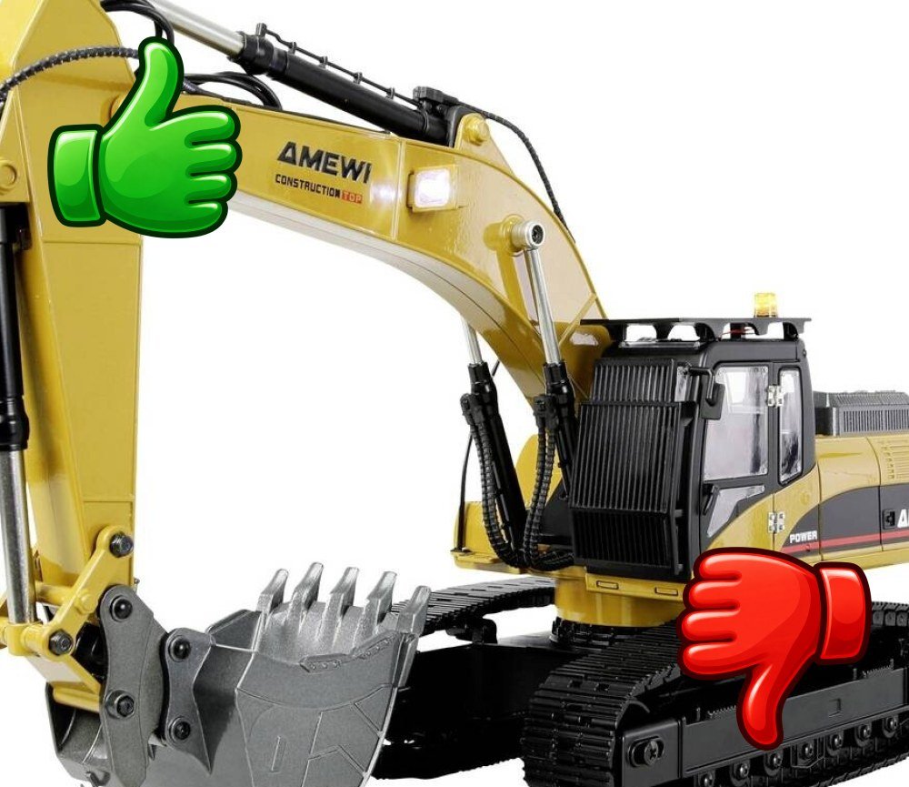 Excavadora radiocontrol AMEWI G705E de metal a escala 1:14