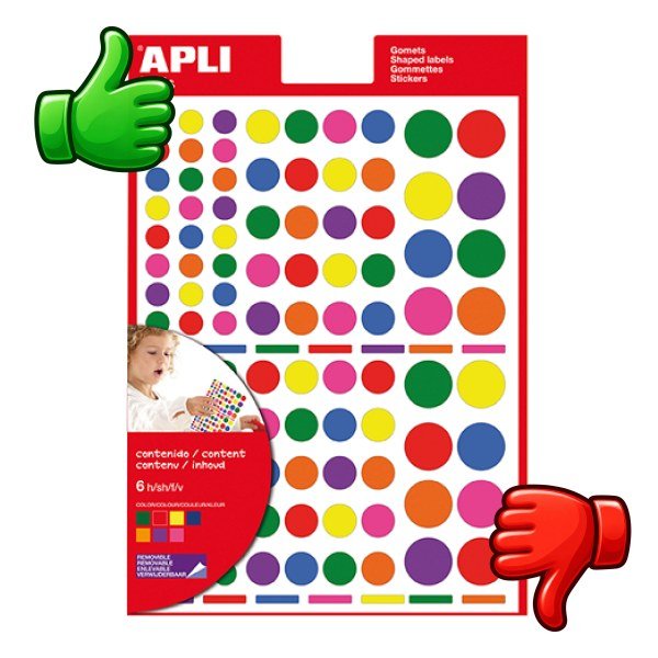 Gomets adhesivos multicolor APLI Kids
