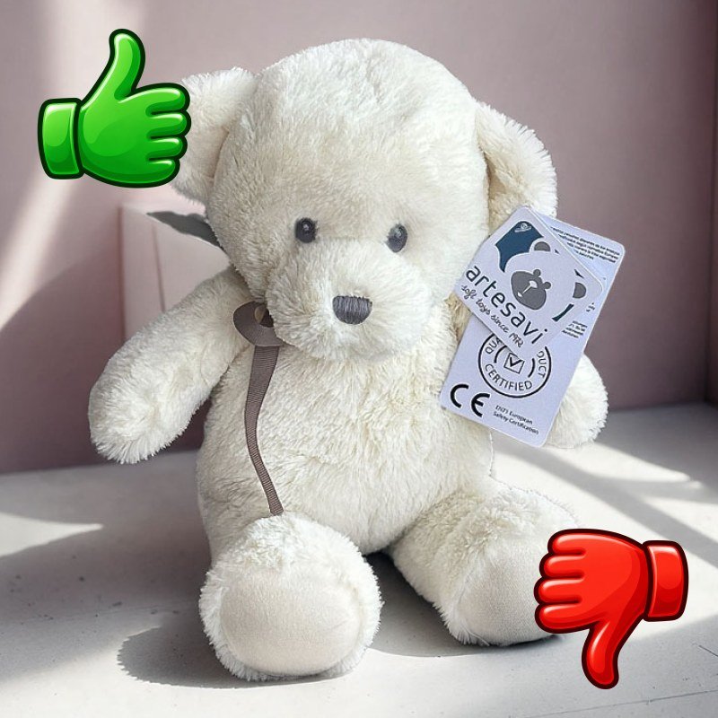 Oso de peluche blanco ARTESAVI de tacto suave