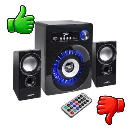 Sistema de altavoces AUDIOCORE AC910 2.1 con subwoofer, dos altavoces satélite y mando a distancia