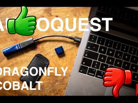 AudioQuest DragonFly Cobalt DAC USB conectado a un ordenador portátil