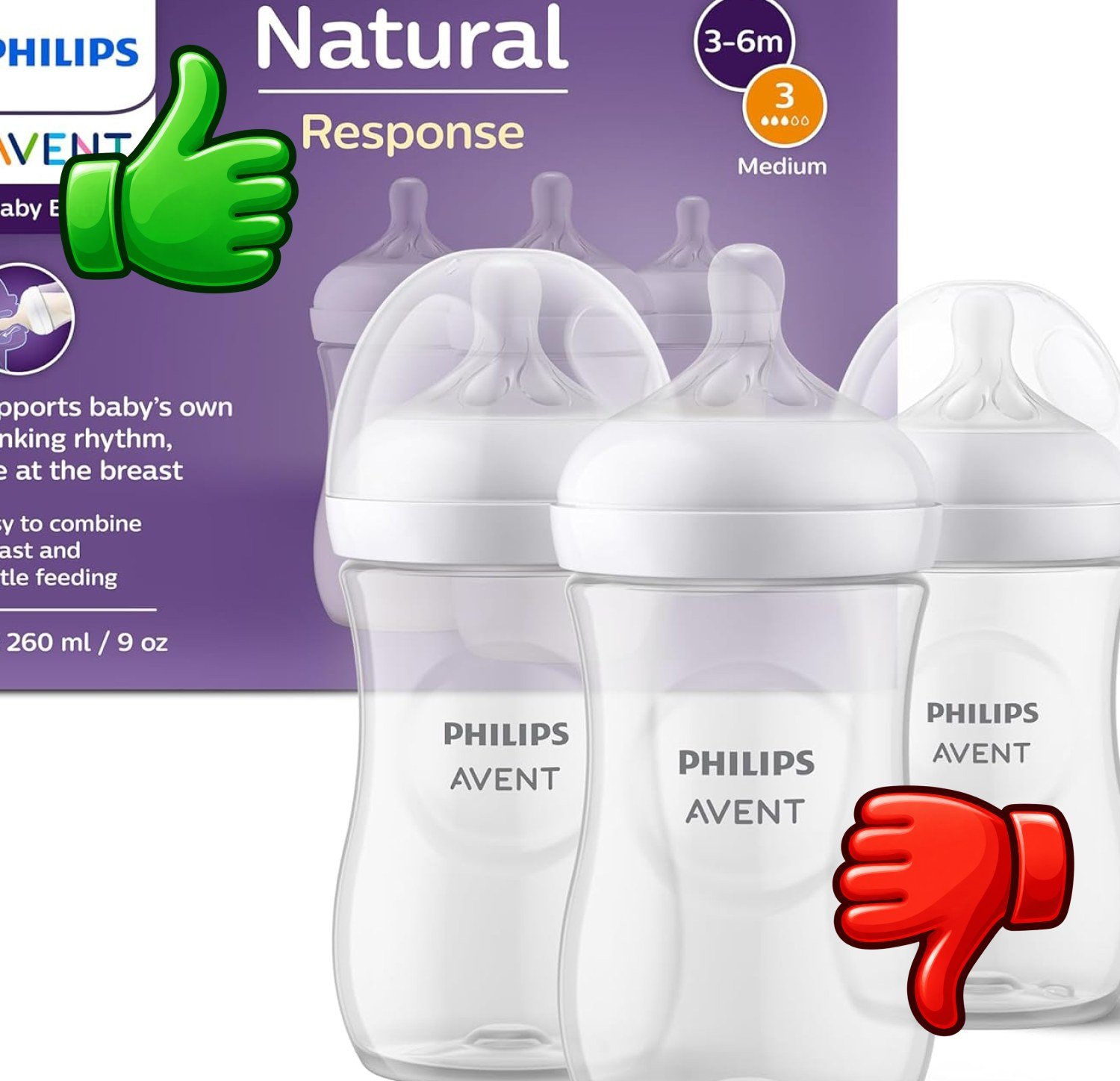 Pack de biberones Philips Avent Natural Response de 260 ml