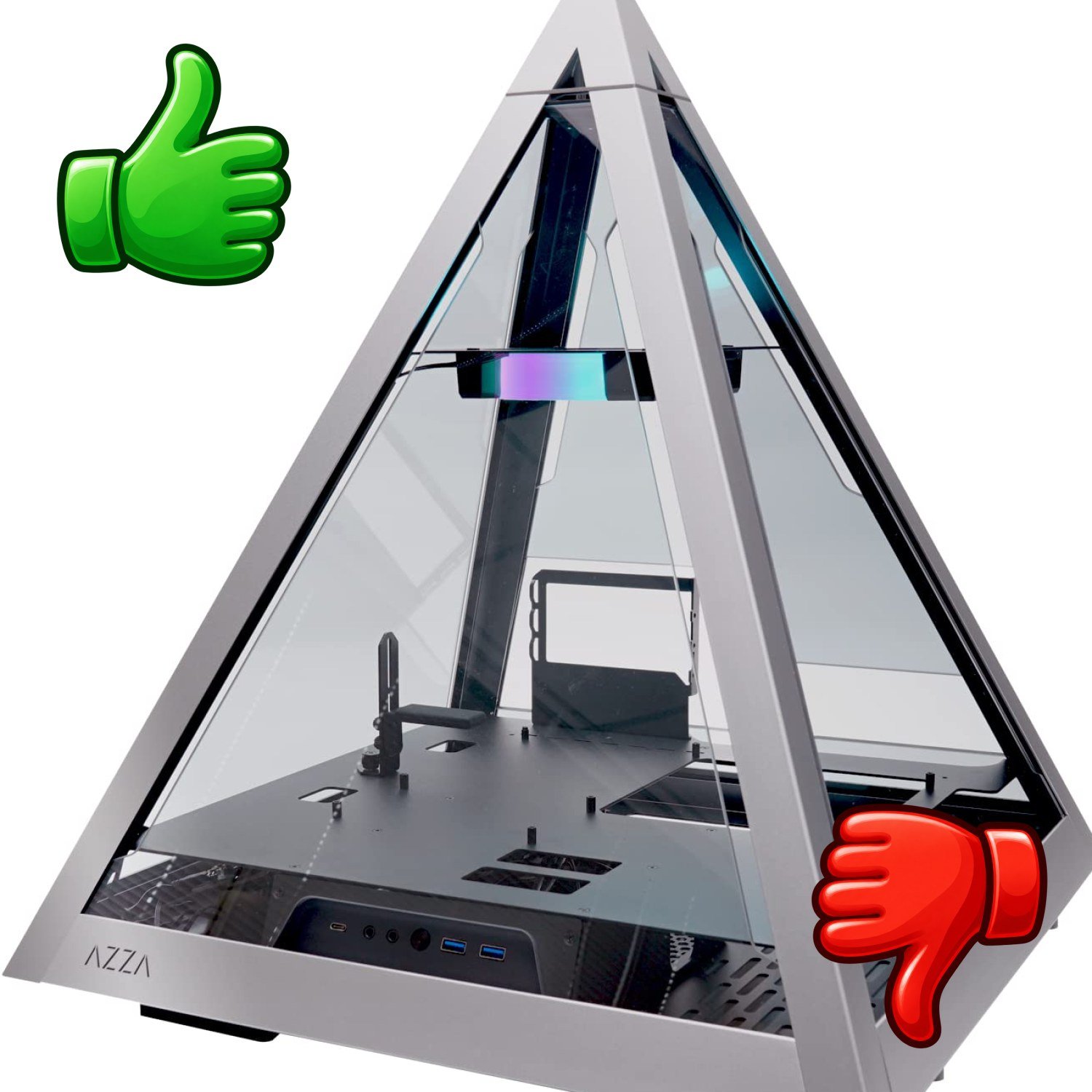 Caja para PC AZZA Pyramid L con estructura piramidal y paneles de cristal templado