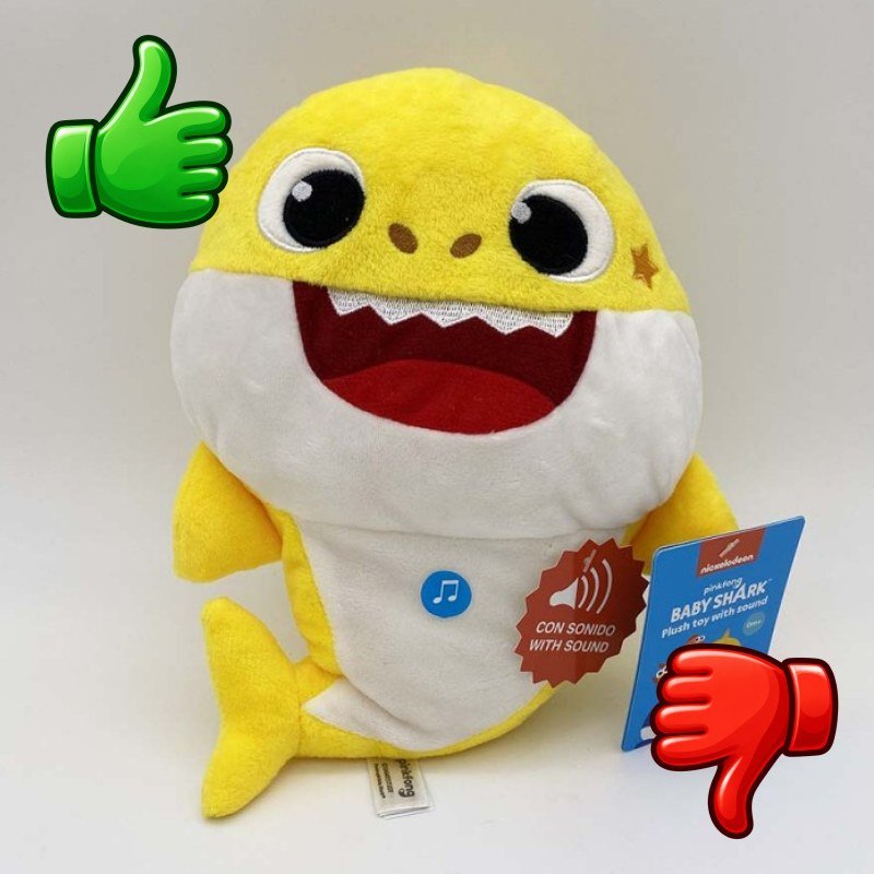 Peluche musical Baby Shark amarillo de Pinkfong con sonido
