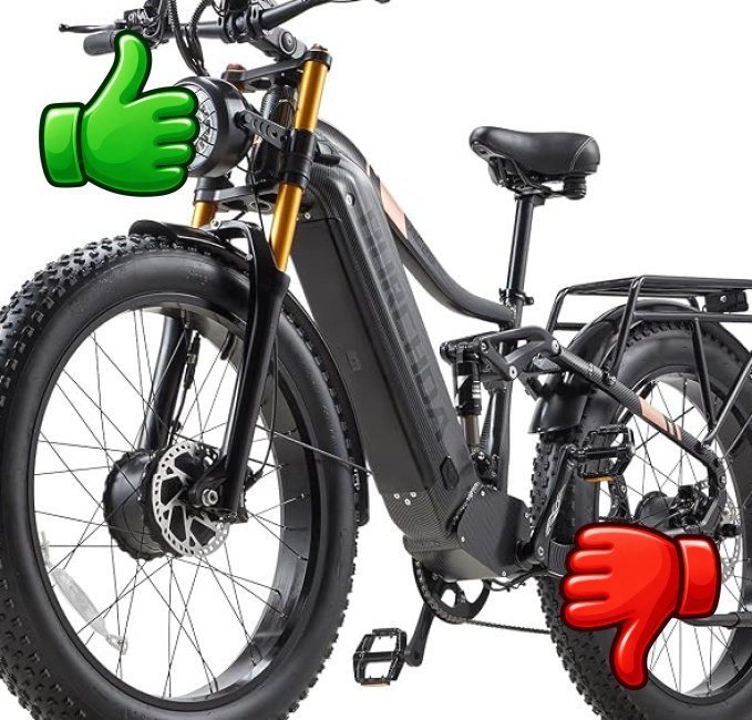 Bicicleta eléctrica Burchda HC26 de doble motor con neumáticos anchos y suspensión completa