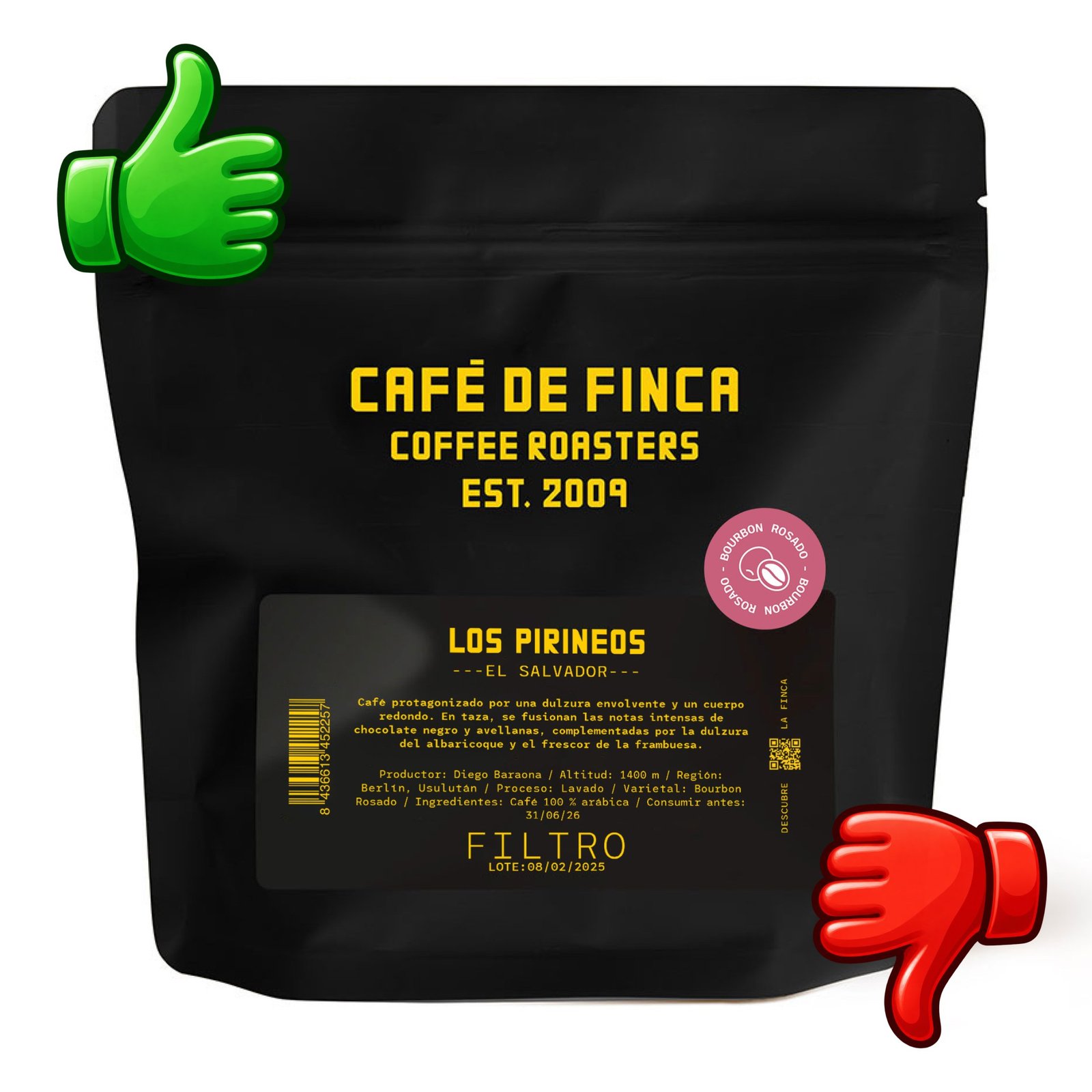 Bolsa de café de especialidad Café de Finca Los Pirineos El Salvador para filtro