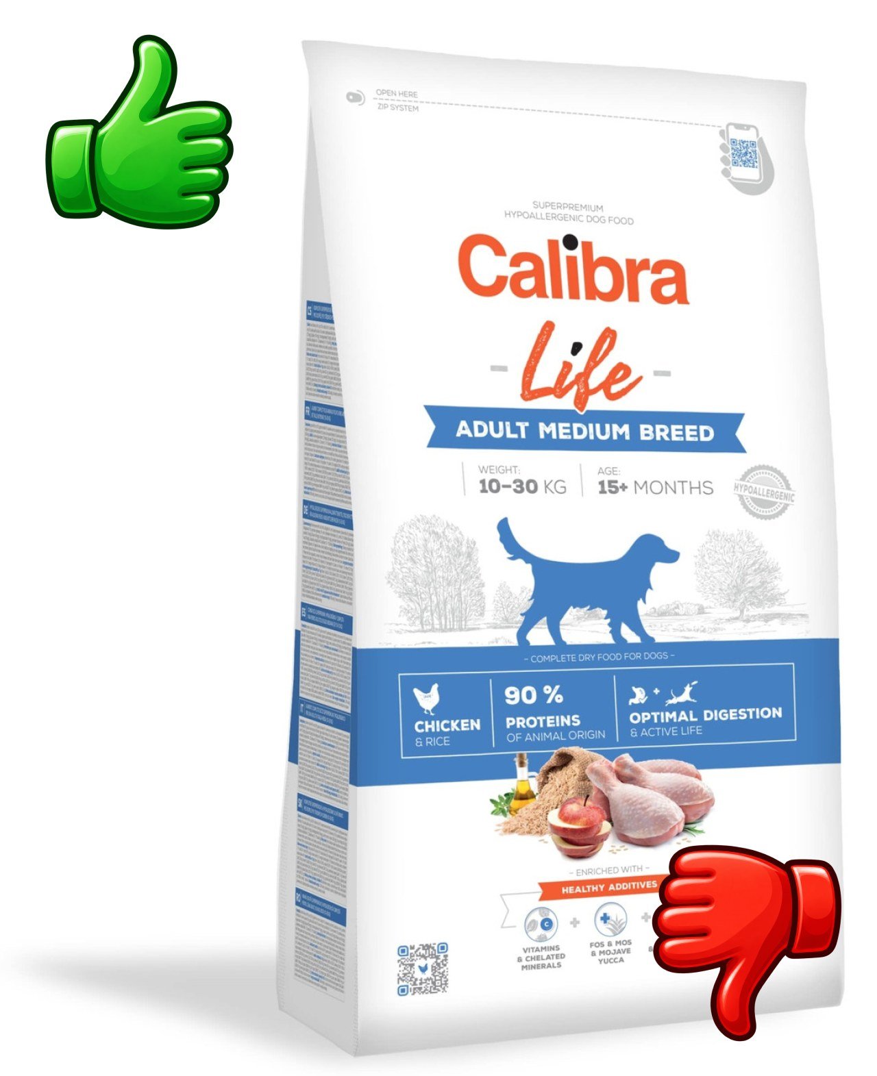 Saco de pienso Calibra Life Dog Adult Medium Breed Chicken para perros adultos de razas medianas