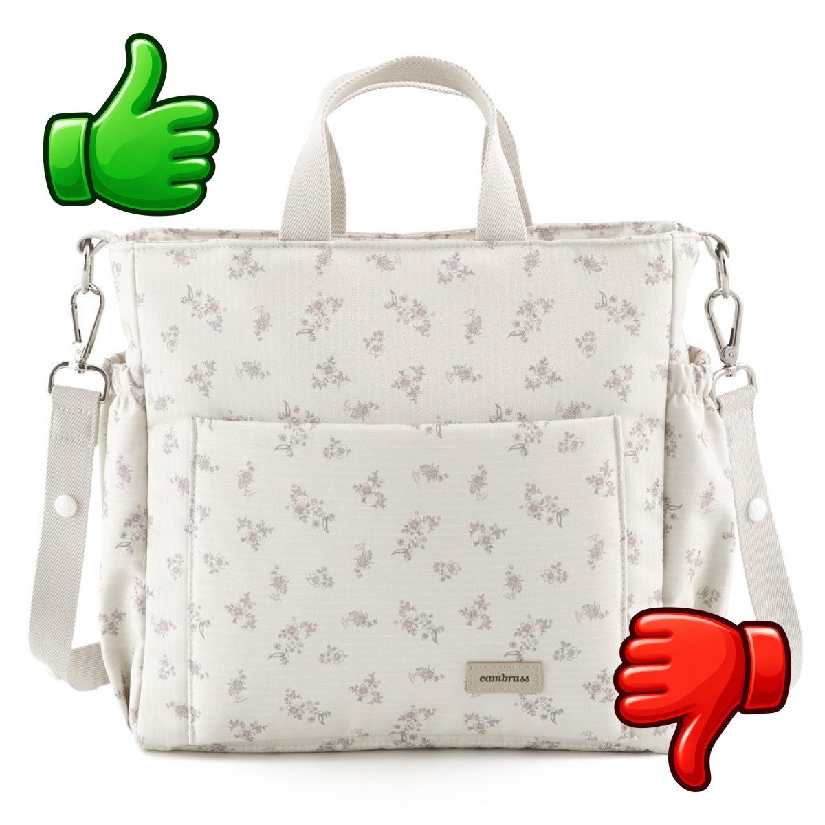 Bolso maternal Cambrass Pack Garden con estampado floral y correa para carrito