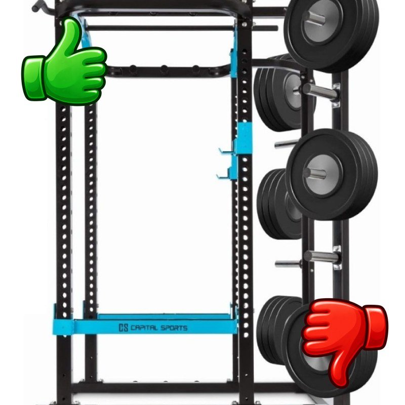 CAPITAL SPORTS Amazor P Pro jaula de musculación de acero con soportes para discos