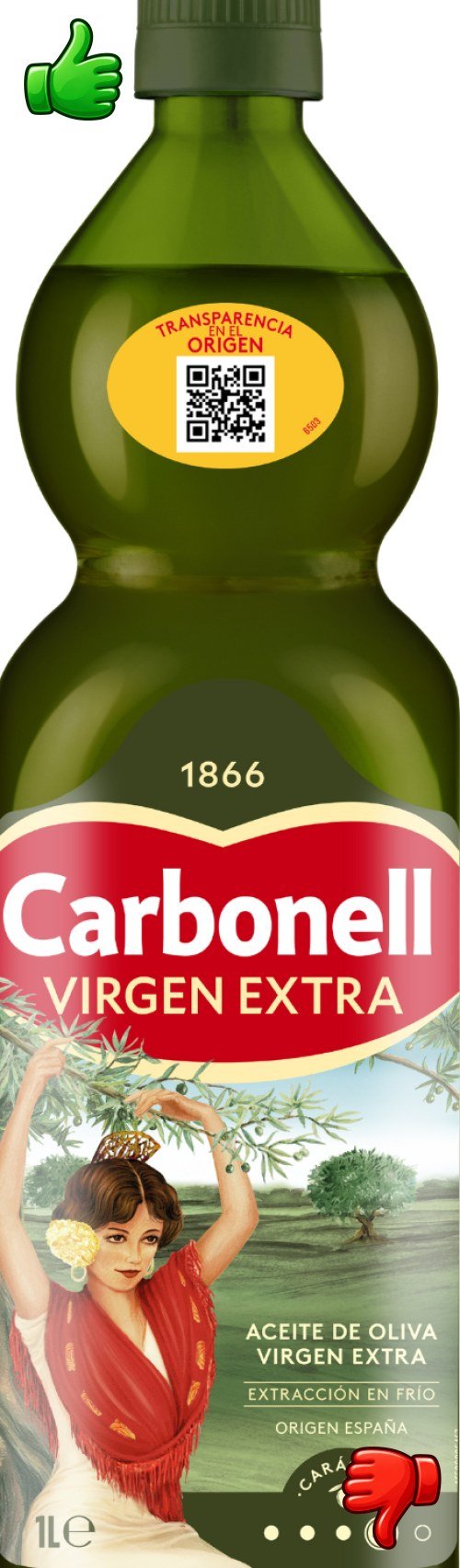 Botella de aceite de oliva virgen extra Carbonell de 1 litro