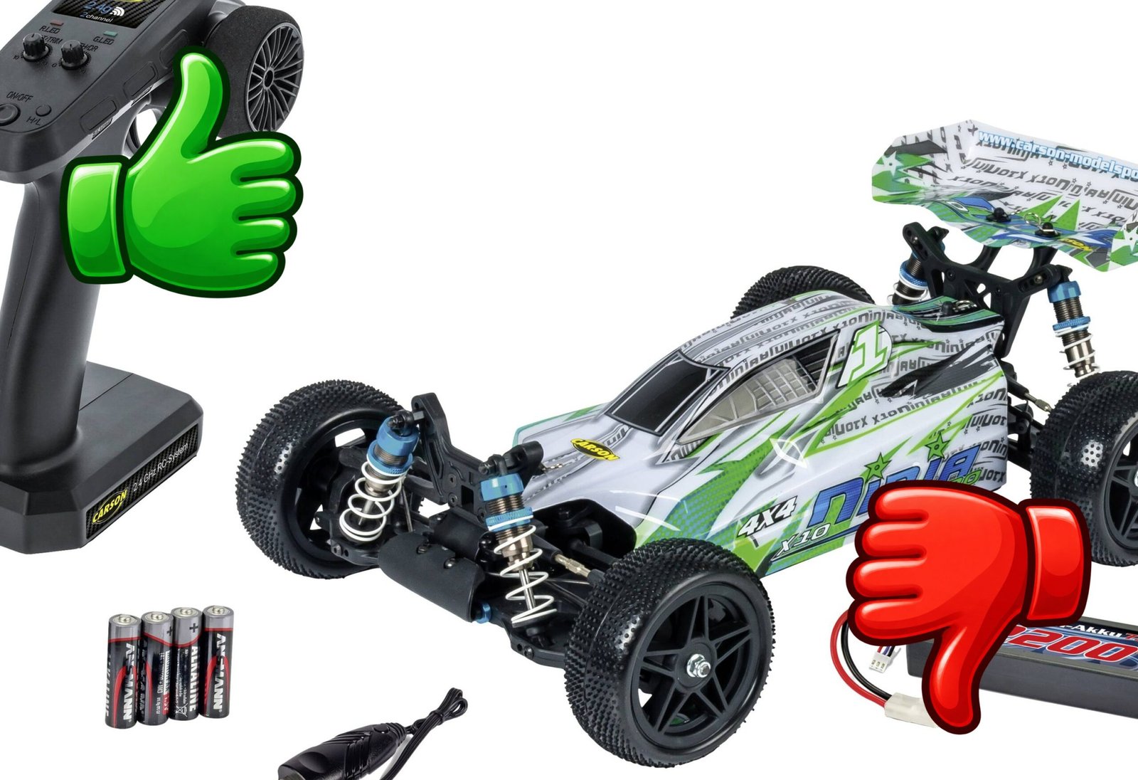CARSON Ninja-Pro Sport X10 buggy teledirigido 1:10 con emisora batería y cargador