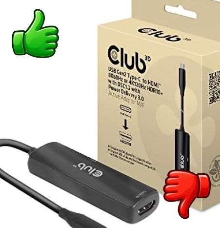 Adaptador CLUB3D CAC-1588 USB-C a HDMI 2.1 con salida 8K y Power Delivery