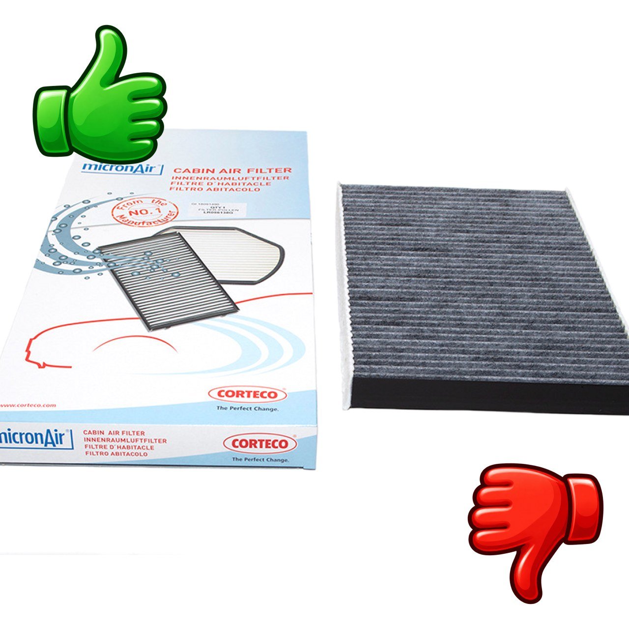 Filtro de habitáculo Corteco micronAir de carbón activado con embalaje original de la marca