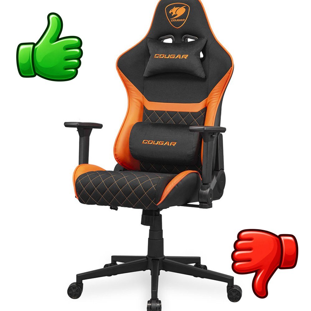 Silla gaming COUGAR Armor One V2 F negra y naranja con reposabrazos ajustables y cojín lumbar