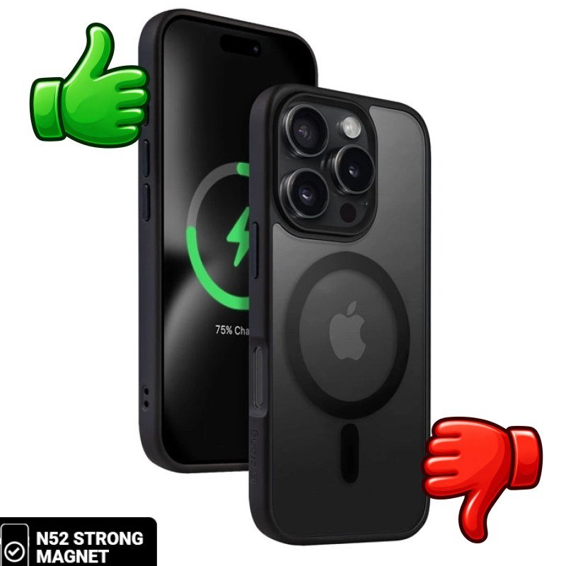 Funda CRONG Hybrid Frost MAG Cover con MagSafe para iPhone 16 Pro Max en color negro