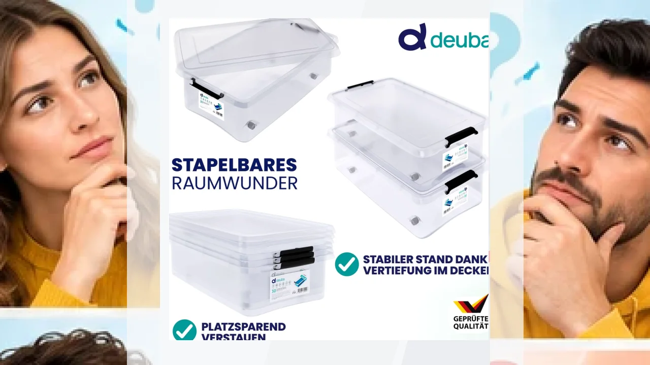 Cajas de almacenamiento transparentes Deuba apilables con tapa y ruedas